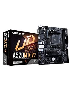 GIGABYTE A520M K V2 Motherboard - Supports AMD Ryzen 5000 Series AM4 CPUs, up to 5100MHz DDR4 (OC), PCIe Gen3 x4 M.2, GbE LAN, USB 3.2 Gen 1 A520M K V2