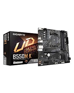 GIGABYTE B550M K Motherboard - AMD Ryzen 5000 CPUs, up to 4733MHz DDR4, 1xPCIe 4.0 + 1xPCIe 3.0 M.2, 1GbE LAN, USB 3.2 Gen 1 B550M K