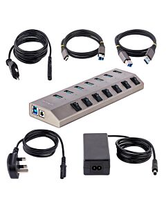 StarTech.com 7-Port Self-Powered USB-C Hub with Individual On/Off Switches, USB 3.0 5Gbps Expansion Hub w/Power Supply, Desktop/Laptop USB-C to USB-A Hub, USB Type C Hub w/BC 1.2