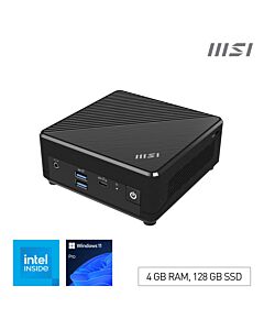 MSI Cubi N ADL Intel N100 Desktop PC, NUC, SFF, Mini Computer, HTPC, (4GB RAM, 128GB SSD, Windows 11 PRO), UHD Graphics/Type C/HDMI/DisplayPort/Dual LAN/WiFi 5/BT 5.1/VESA