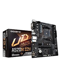 GIGABYTE A520M S2H Motherboard - Supports AMD Ryzen 5000 Series AM4 CPUs, 4+3 Phases Pure Digital VRM, up to 5100MHz DDR4 (OC), PCIe 3.0 x4 M.2, GbE LAN, USB 3.2 Gen 1 A520M S2H