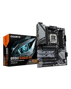 GIGABYTE B650 EAGLE AX Motherboard - AMD Ryzen 9000 Series CPUs, 12+2+2 Phases VRM, up to 7600MHz DDR5 (OC), 1xPCIe 5.0 + 2xPCIe 4.0 M.2, GbE LAN, WIFI 6E, USB 3.2 Gen 2 B650 EAGLE AX