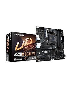 GIGABYTE A520M DS3H V2 Motherboard - Supports AMD Ryzen 5000 Series AM4 CPUs, up to 4733MHz DDR4 (OC), PCIe 3.0 x16, GbE LAN, USB 3.2 Gen 1 A520M DS3H V2