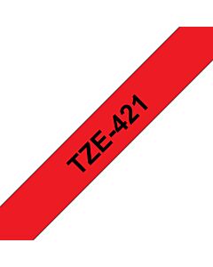 Brother TZE-421 label-making tape Black on red