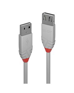 Lindy 5m USB 2.0 Type A Extension Cable, Anthra Line, Grey