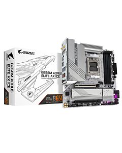 GIGABYTE B650M AORUS ELITE AX ICE Motherboard - AMD Ryzen 9000 Series CPUs, 12+2+2 Phases VRM, up to 8000MHz DDR5 (OC), 1xPCIe 5.0 + 1xPCIe 4.0 M.2, 2.5GbE LAN, WIFI 6E, USB 3.2 Gen 2x2 B650M AORUS ELITE AX ICE