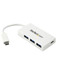 StarTech.com 4 Port USB C Hub with 1x USB-C & 3x USB-A Ports (SuperSpeed 5Gbps) - USB Bus Powered - Portable/Laptop USB 3.0 Adapter Hub - USB 3.1 Gen 1/USB 3.2 Gen 1 Type-C Hub - White~4 Port USB C Hub with 1x USB-C & 3x USB-A Ports (SuperSpeed 5Gbps) - U HB30C3A1CFBW