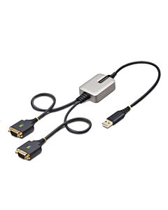 StarTech.com 2ft (60cm) 2-Port USB to Serial Adapter Cable, Interchangeable DB9 Screws/Nuts, COM Retention, USB-A to DB9 RS232, FTDI, Level-4 ESD Protection, Windows/macOS/CheOS/Linux - Rugged TPE Construction 2P1FFC-USB-SERIAL