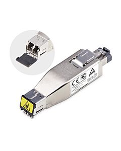 StarTech.com Gigabit Fiber to RJ45 Ethernet Media Converter Dongle, Optical Singlemode 10km/Multimode 800m, PoE Powered, Compact Design, Metal Housing, Micro Mini, TAA