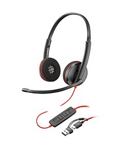 HP Poly Blackwire 3215 Monaural USB-C Headset +3.5mm Plug +USB-C/A Adapter 8X227AA