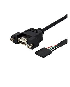 StarTech.com 1 ft Panel Mount USB Cable - USB A to Motherboard Header Cable F/F