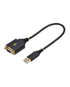 StarTech.com 1ft (30cm) USB to Null em Serial Adapter Cable, COM Retention, FTDI, USB-A to DB9 RS232, Interchangeable DB9 Nuts/Screws, Windows/macOS/Linux 1P1FFCN-USB-SERIAL