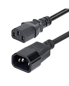 StarTech.com 4.5m (15ft) Power Extension Cord, C14 to C13 PDU Power Cord, 15A 250V, 14AWG, AC Power Cable for PDU/Power Supply, KEMA-KEUR Certified