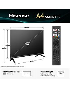 Hisense 40" A4QTUK FHD LED TV with Freely