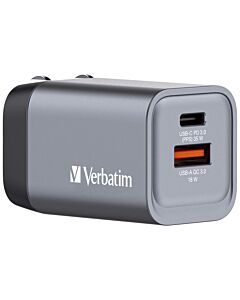 Verbatim GNC-35 GaN Charger 35W with 1 x USB-C PD 35W / 1 x USB-A QC 3.0 (EU/UK/US) 32200