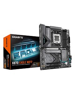GIGABYTE X870 EAGLE WIFI7 Motherboard - Supports AMD Ryzen 9000 CPUs, 14+2+2 phases VRM, up to 8000MHz DDR5 (OC), 1xPCIe 5.0 + 2xPCIe 4.0, Wi-Fi 7, 2.5GbE LAN, USB 4 X870 EAGLE WIFI7