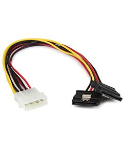 StarTech.com 12in LP4 to 2x Latching SATA Power Y Cable Splitter Adapter - 4 Pin LP4 to Dual SATA