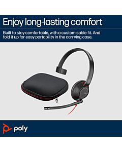 HP Poly Blackwire 5210 Monaural USB-C Headset +3.5mm Plug +USB-C/A Adapter 8X230AA