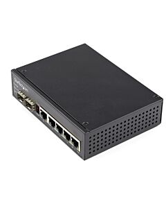 StarTech.com Industrial 6 Port Gigabit Ethernet Switch 4 PoE RJ45 +2 SFP Slots 30W PoE+ 48VDC 10/100/1000 Power Over Ethernet LAN Switch -40C to 75C with DIN Connector/Mountable IES1G52UPDIN
