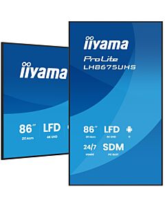 iiyama LH8675UHS-B2AG Signage Display Digital signage flat panel 2.17 m (85.6") LCD Wi-Fi 500 cd/m² 4K Ultra HD Black Built-in processor Android 11 24/7 LH8675UHS-B2AG