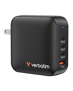 Verbatim Mini GaN Charger 165W 4 Port US plug with EU and UK adaptors
