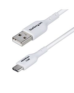 StarTech.com 6.6ft (2m) USB-A to USB-C Charging Cable, Charge & Sync, 3A, USB 2.0, TPE Jacket - White USB Charging Cord