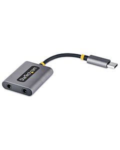 StarTech.com USB-C Headphone Splitter, USB Type C Dual Headset Adapter w/Mic Input, USB C to 3.5mm Audio Adapter/Earphone Dongle, USB C to Audio Jack/Aux Output, 24-bit DAC