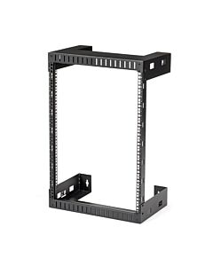 StarTech.com 15U 19" Wall Mount Network Rack - 12" Deep 2 Post Open Frame Server Room Rack for Data/AV/IT/Computer Equipment/Patch Panel with Cage Nuts & Screws 200lb Capacity, Black RK15WALLO