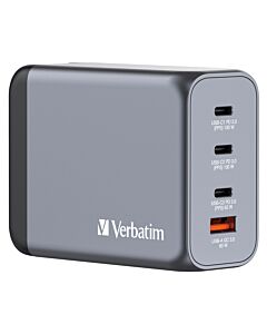 Verbatim GNC-200 GaN Charger 200W with 2 x USB-C PD 100W / 1 x USB-C PD 65W / 1 x USB QC 3.0 (EU/UK/US) 32204