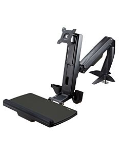 StarTech.com Sit Stand Monitor Arm - Desk Mount Adjustable Sit-Stand Workstation Arm for Single 34" VESA Mount Display - Ergonomic Articulating Standing Desk Converter with Keyboard Tray ARMSTSCP1