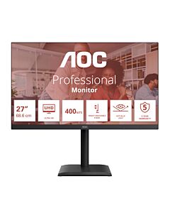 AOC E4 U27E4CV computer monitor 68.6 cm (27") 3840 x 2160 pixels 4K Ultra HD LED Black U27E4CV