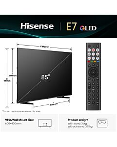 Hisense 85" E7QTUK QLED Smart AI TV with Freely 85E7QTUK