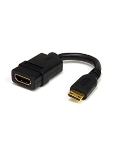 StarTech.com 5in Mini HDMI to HDMI Adapter - 4K High Speed HDMI Adapter - 4K 30Hz Ultra HD High Speed HDMI Adapter - HDMI 1.4 - Gold Plated Connectors - UHD Mini HDMI Adapter 4K - Black HDACFM5IN