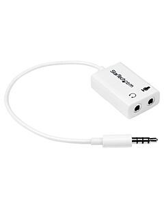 StarTech.com White headset adapter for headsets with separate headphone / microphone plugs - 3.5mm 4 position to 2x 3 position 3.5mm M/F MUYHSMFFADW