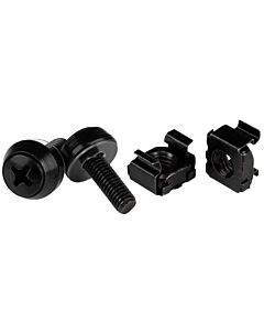 StarTech.com 50 Pack 10-32 Server Rack Cage Nuts and Screws w/Washers - Rack Mount Hardware Kit - Network/IT Equipment Cabinet Clip/Captive Nuts & Bolts for Square Holes - Black - TAA CABSCREW1032