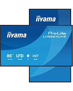iiyama LH8664UHS-B3AG Signage Display Digital signage flat panel 2.17 m (85.6") Wi-Fi 500 cd/m² 4K Ultra HD Black Built-in processor Android 24/7 LH8664UHS-B3AG