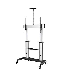 StarTech.com Mobile TV Stand - Heavy Duty TV Cart for 60-100" Display (100kg/220lb) - Height Adjustable Rolling Flat Screen Floor Standing on Wheels - Universal Television Mount w/Shelves STNDMTV100