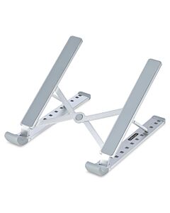 StarTech.com Foldable Laptop Riser Stand, Portable Height Adjustable Ergonomic Laptop Stand, Ventilated Aluminum Frame Supports 22lb (10Kg), Tilt/Raised/Angled Laptop/Tablet Stand, Collapsible Design LAPTOP-RISER-BAR