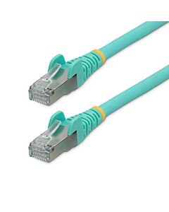 StarTech.com 1m CAT6a Ethernet Cable - Aqua - Low Smoke Zero Halogen (LSZH) - 10GbE 500MHz 100W PoE++ Snagless RJ-45 w/Strain Reliefs S/FTP Network Patch Cord NLAQ-1M-CAT6A-PATCH