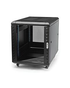 StarTech.com 4-Post 12U Server Rack Cabinet, Lockable 19" Data Rack Cabinet for Computer / AV / IT Equipment, Office / Home Network Rack with Casters & Adjustable Mounting Rails RK1236BKF