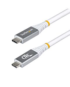 StarTech.com 1m (3ft) USB4 Cable, 80Gbps, USB-IF  USB-C Cable, 240W PD, 8K 120Hz/4K 240Hz DP2.1 DP80, TPE Jacket, Thunderbolt 4 Compatible - White USB-C Cord CC1M80GUSB4CABLEW