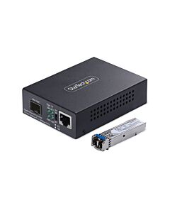 StarTech.com Gigabit Ethernet Copper-to-Fiber Media Converter, SM LC, 40km, 10/100/1000 Mbps, RJ45 to LC, Full Metal, 9K Jumbo Frames, TAA Compliant MCM1110SMLC40