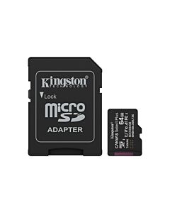 Kingston Technology 64GB microSDXC Canvas Select Plus Gen3 100MB/s A1 Card + Adapter SDCS364GB