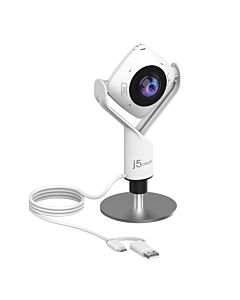 j5create JVCU360 360° All Around Webcam, 1080p Video Capture Resolution, White and Black JVCU360-N