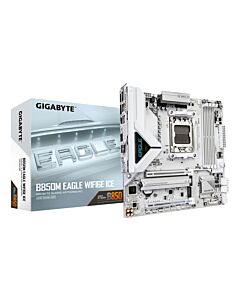 GIGABYTE B850M EAGLE WIFI6E ICE Motherboard - AMD Ryzen 9000 Series CPUs, 8+2+2 Phases Digital VRM, up to 8200MHz DDR5 (OC), 1xPCIe 5.0 + 1xPCIe 4.0 M.2, Wi-Fi 6E, 2.5 GbE LAN, USB 3.2 Gen 2 B850M EAGLE WIFI6E ICE