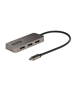 StarTech.com 3-Port USB-C Multi-Monitor Adapter, USB Type-C to 3x DisplayPort 1.4 MST Hub, Triple 4K 60Hz DP Laptop Display Extender / Splitter, HDR, Extra-Long Built-In Cable - Windows Only MST14CD123DP