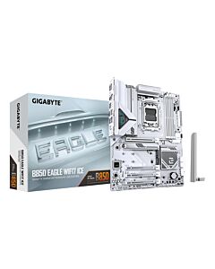GIGABYTE B850 EAGLE WIFI7 ICE Motherboard - AMD Ryzen 9000 Series CPUs, 8+2+2 Phases Digital VRM, up to 8200MHz DDR5 (OC), 1xPCIe 5.0 + 2xPCIe 4.0 M.2, WIFI 7, 2.5 GbE LAN, USB 3.2 Gen 2 B850 EAGLE WIFI7 ICE