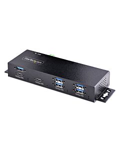 StarTech.com 7-Port Industrial USB 10Gbps Hub with Power Adapter, Metal, Mountable, 5x USB-A and 2x USB-C Downstream Ports, ESD Protection, Powered USB Hub, TAA HB31C5A2CME