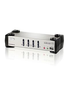ATEN 4-Port USB - PS/2 VGA KVM Switch with Audio & USB 2.0 Hub (KVM Cables included) CS1734B