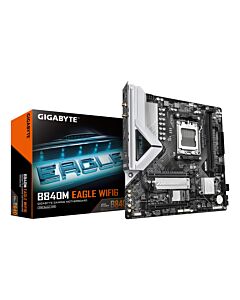 GIGABYTE B840M EAGLE WIFI6 Motherboard - AMD Ryzen 9000 CPUs, 5+2+2 Phases VRM, up to 7600MHz DDR5(O.C), 1xPCIe 4.0 + 1xPCIe 3.0 M.2, Wi-Fi 6, 2.5GbE LAN, USB 3.2 Gen 1 B840M EAGLE WIFI6